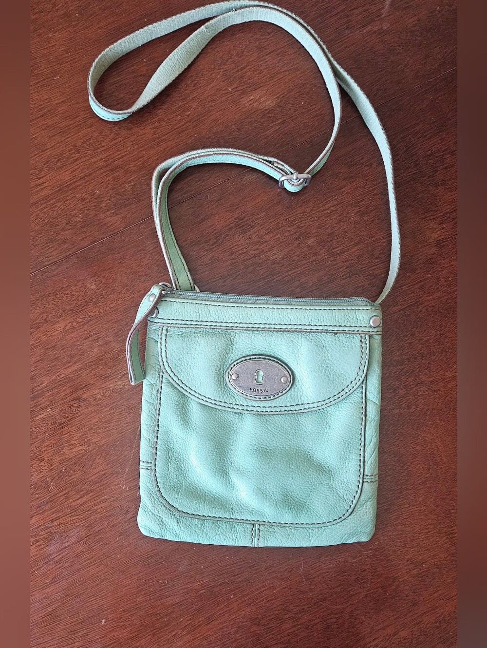 Fossil Seafoam Green Leather Crossbody Bag